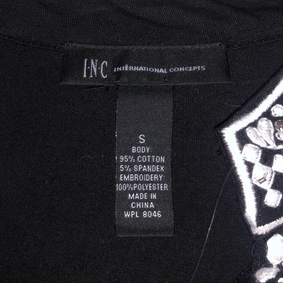 INC INTERNATIONAL CONCEPTS TUNIC TOP EMBROIDERED SIZE SMALL (S) BLACK & SILVER - Picture 5 of 13